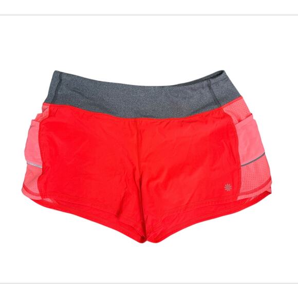 ATHLETA High Rise Acceleration Shorts Orange Lined Running Athletic Size Medium - Picture 1 of 8